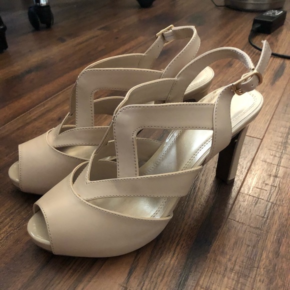 Nude Strappy Heels - Picture 1 of 5